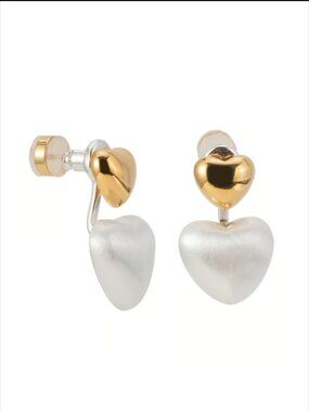 Bar by Alexa Rae Heart Song Earrings - Gold Metallic Pearl White